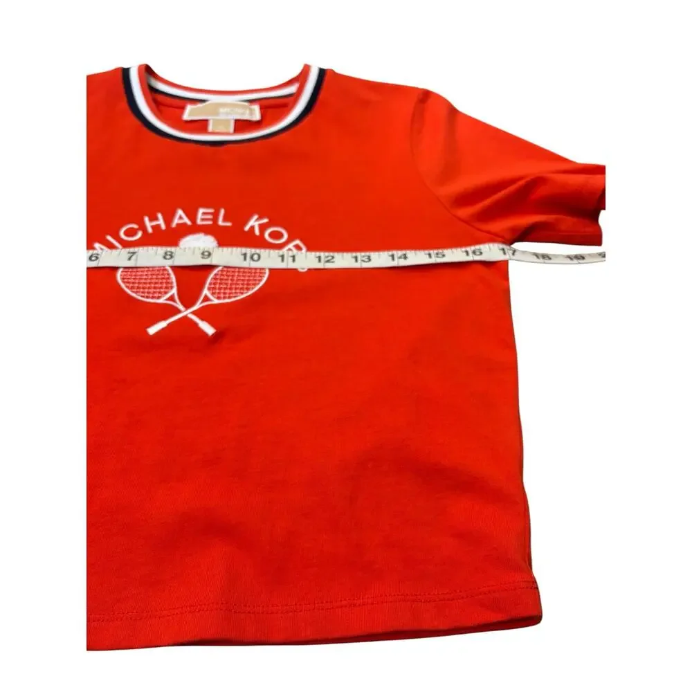 Michael Kors 2025 Sporty Tennis Preppy‎ Cropped Ringer Tee XS Casual Red Shirt